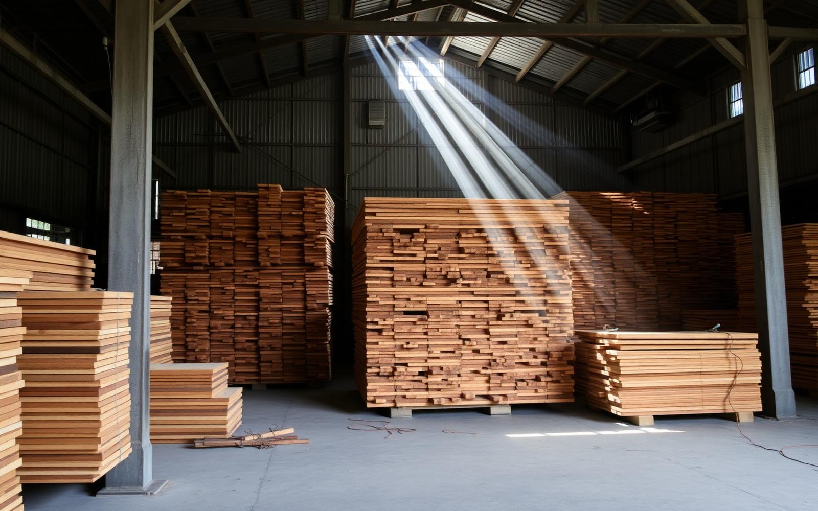 Timber drying inside the Camwood facilities